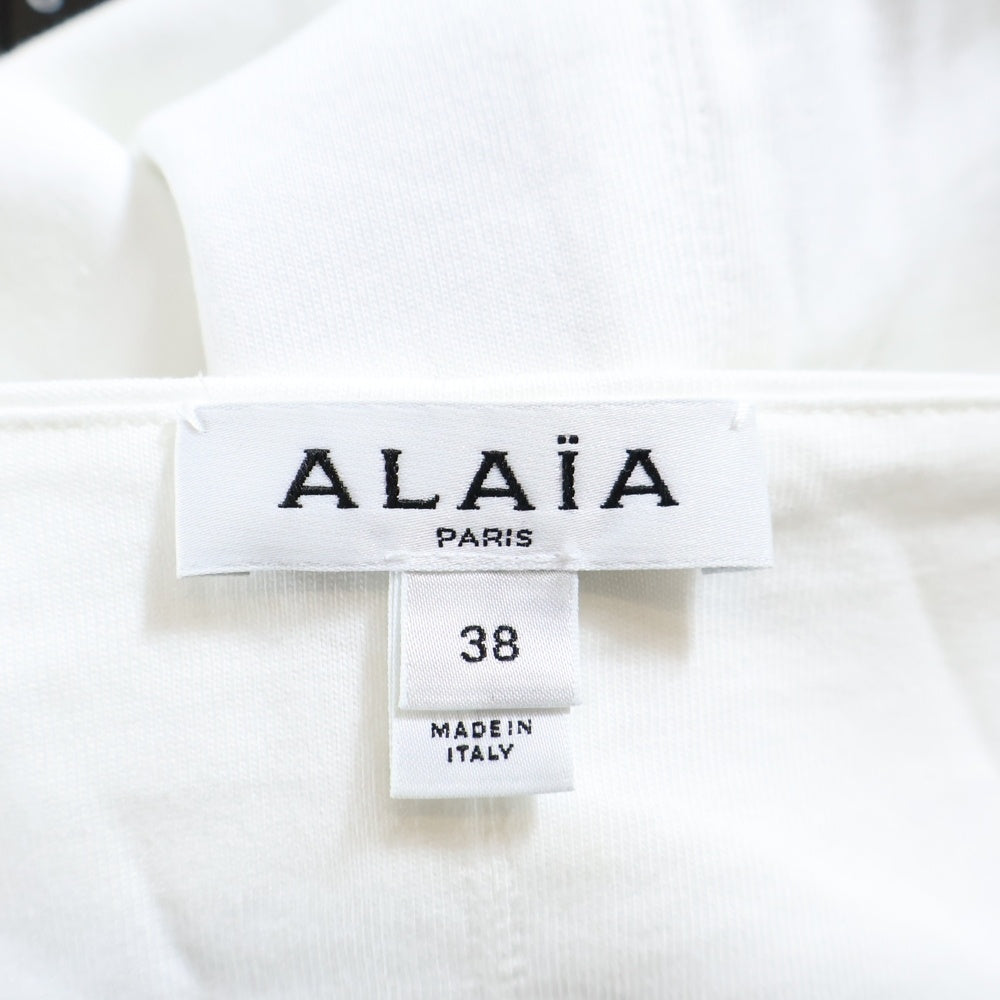 ALAIA(アライア) ウエストストラップ ロゴクロップトップ レディース ホワイト AA9H04084J010