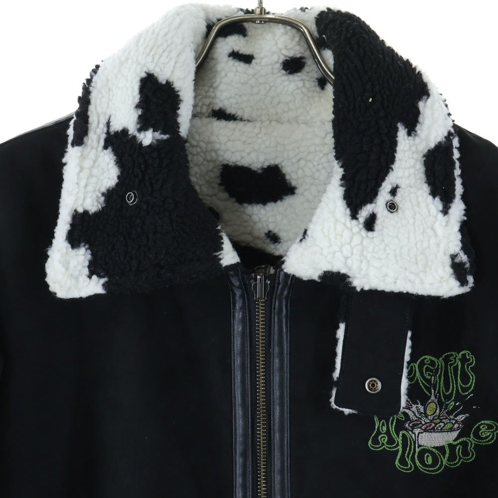 NO BRAND(ノーブランド) Left Alone レフトアローン リバーシブル アニマル総柄 ジャケット ブラック 22LA-161