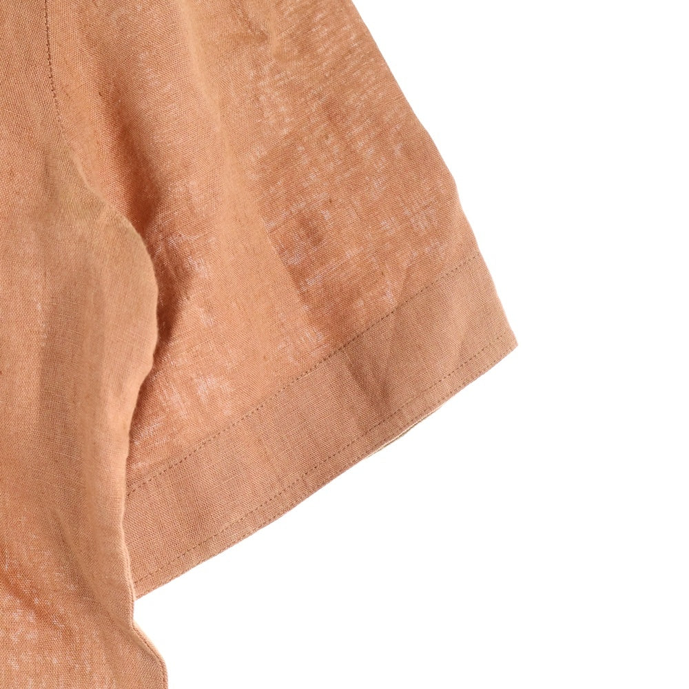 HERMES(エルメス) 馬車タグ リネンボタン開襟半袖シャツ ブラウン