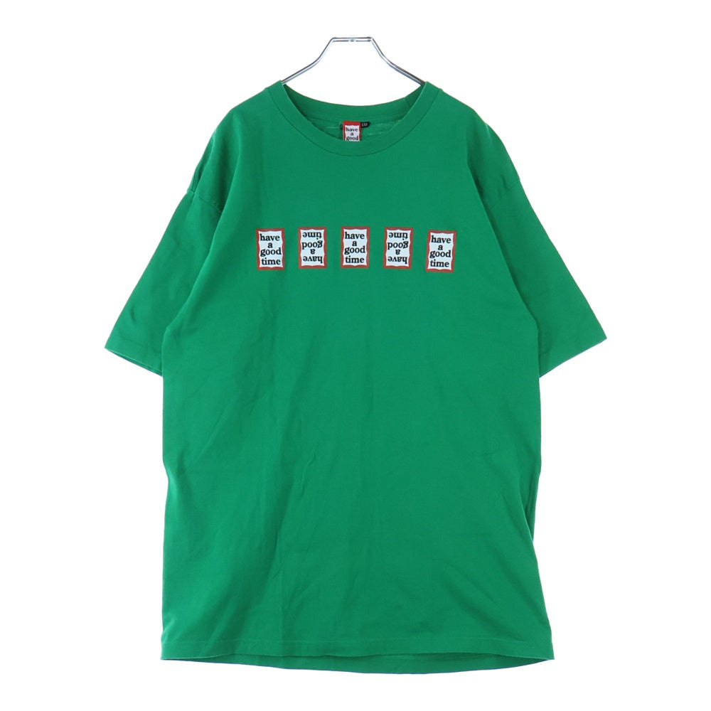 have a good time(ハブアグッドタイム) フロントロゴプリント クルーネック半袖Tシャツカットソー グリーン