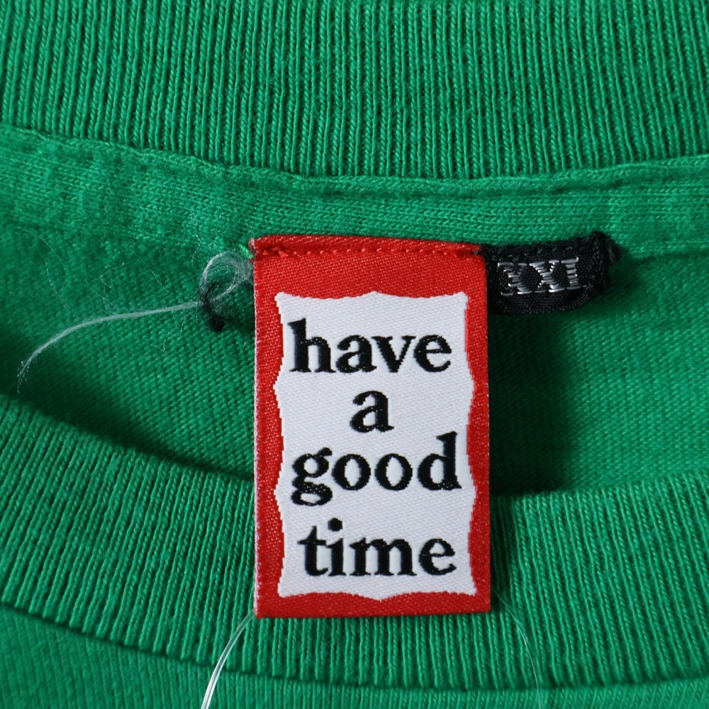 have a good time(ハブアグッドタイム) フロントロゴプリント クルーネック半袖Tシャツカットソー グリーン