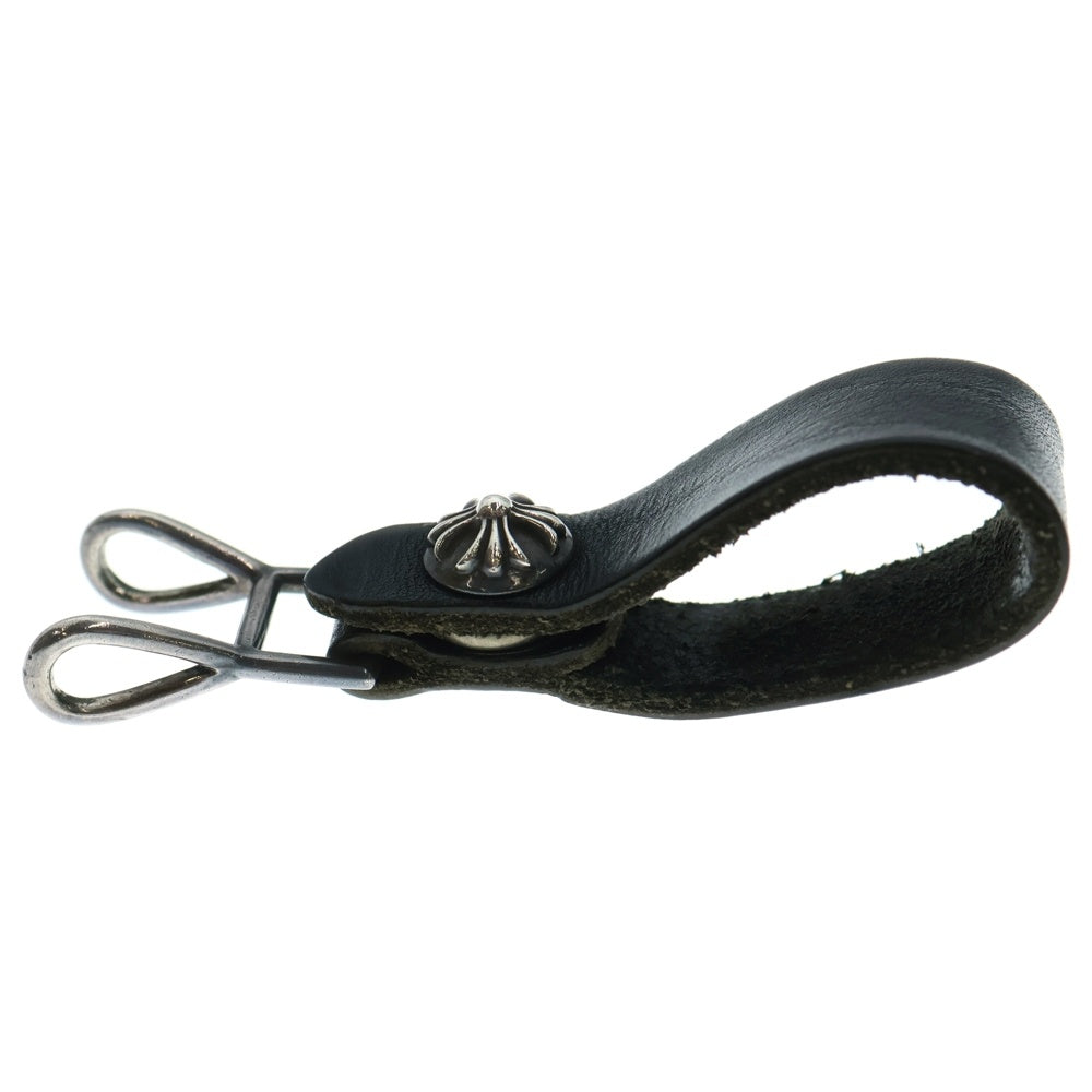 CHROME HEARTS(クロムハーツ) BELT LOOP クロスボールボタンレザーベルトループ シルバー/ブラック BCA397