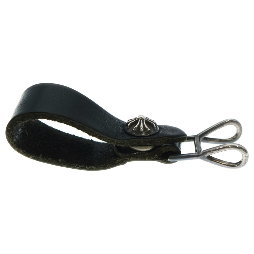 CHROME HEARTS(クロムハーツ) BELT LOOP クロスボールボタンレザーベルトループ シルバー/ブラック BCA397