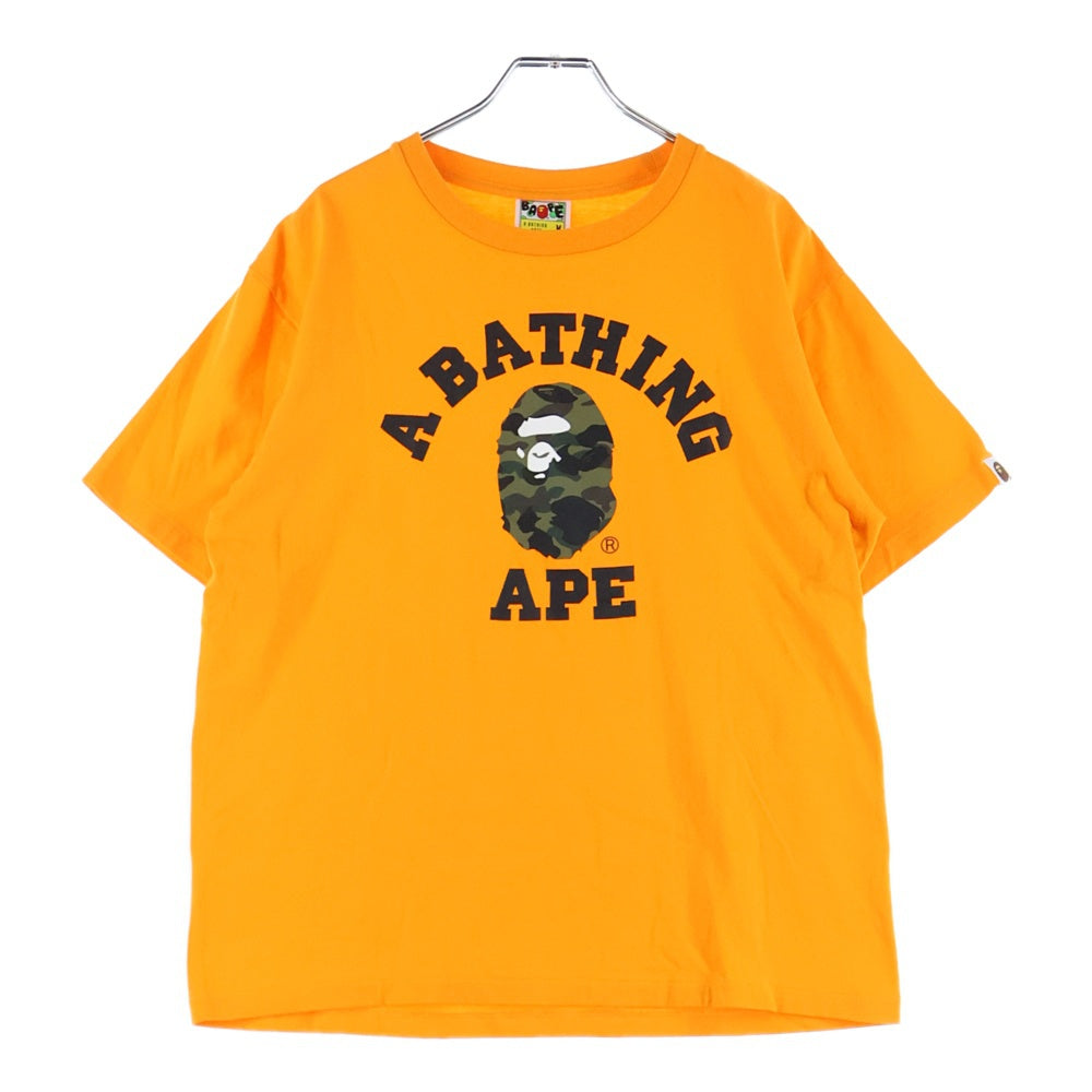 A BATHING APE(アベイシングエイプ) Camo College Tee カモ柄 カレッジ クルーネック半袖Tシャツカットソー オレンジ