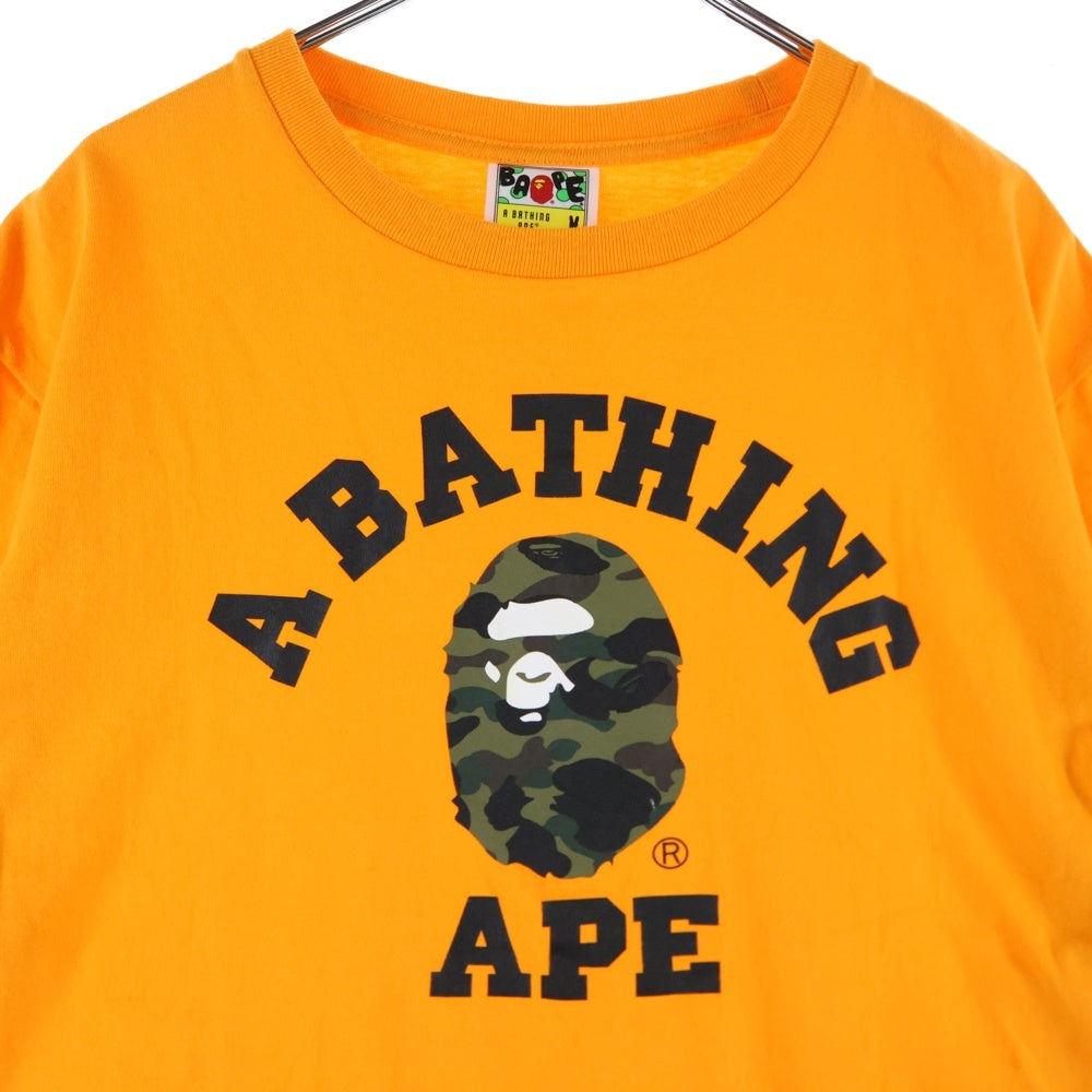 A BATHING APE(アベイシングエイプ) Camo College Tee カモ柄 カレッジ クルーネック半袖Tシャツカットソー オレンジ