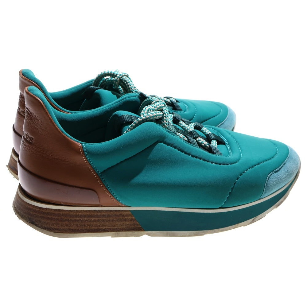 HERMES(エルメス) Miles マイルス ファブリック レザー切り替え ローカットスニーカー グリーン