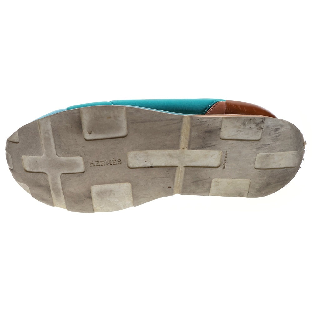 HERMES(エルメス) Miles マイルス ファブリック レザー切り替え ローカットスニーカー グリーン