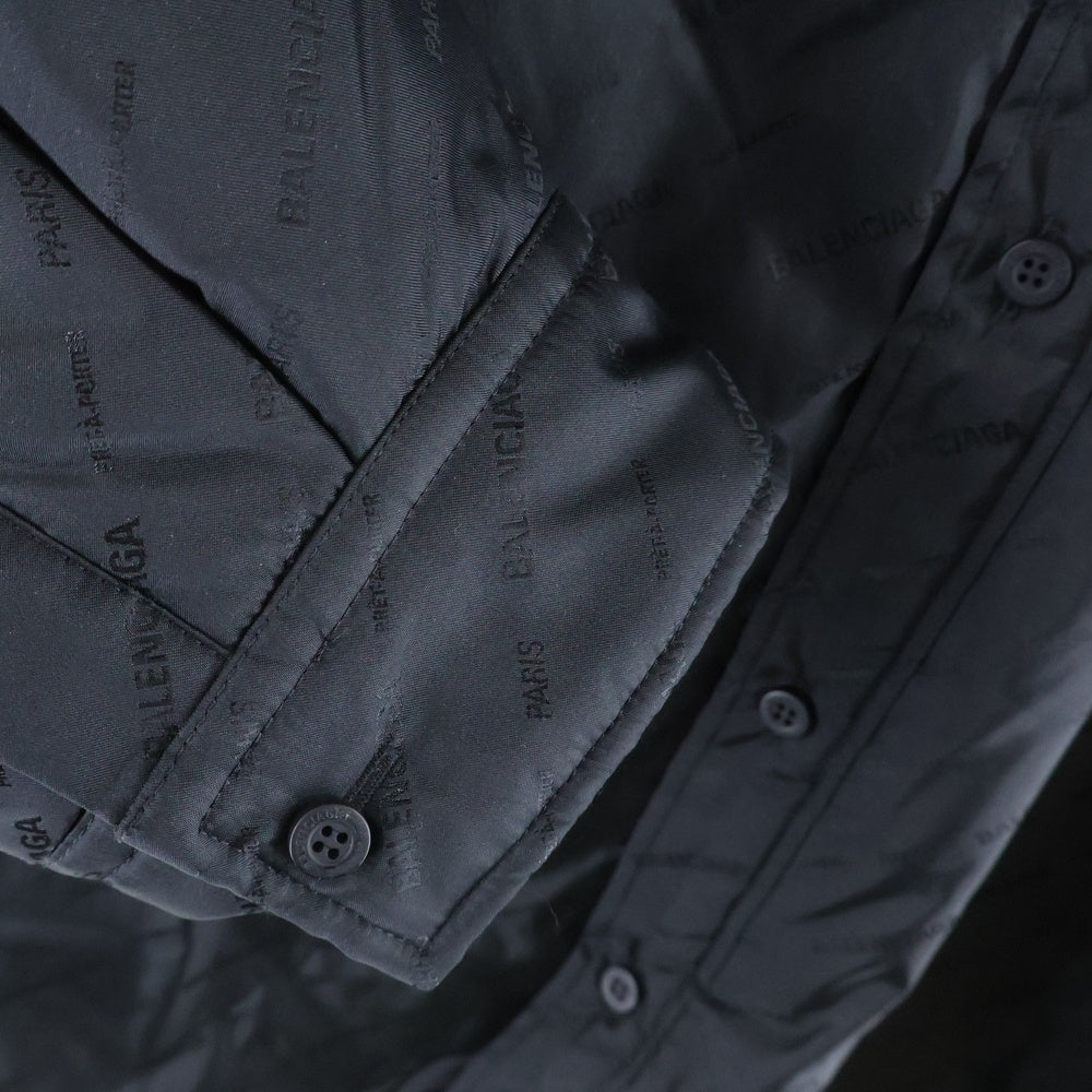 BALENCIAGA(バレンシアガ) 22SS 総柄ロゴキルティングナイロンコーチジャケット ブラック NC69 681457 TK040 1000