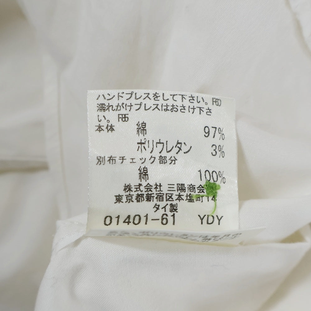 BURBERRY BLACK LABEL(バーバリー ブラックレーベル) 襟チェック柄 長袖シャツ ホワイト BMW80-301-02