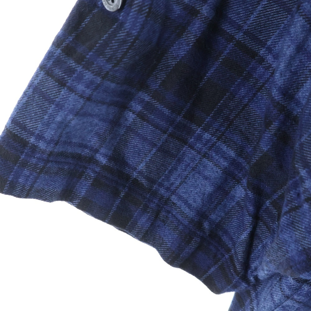 BURBERRY BLACK LABEL(バーバリー ブラックレーベル) チェック柄 コットン半袖シャツ ネイビー BMW15-215-28