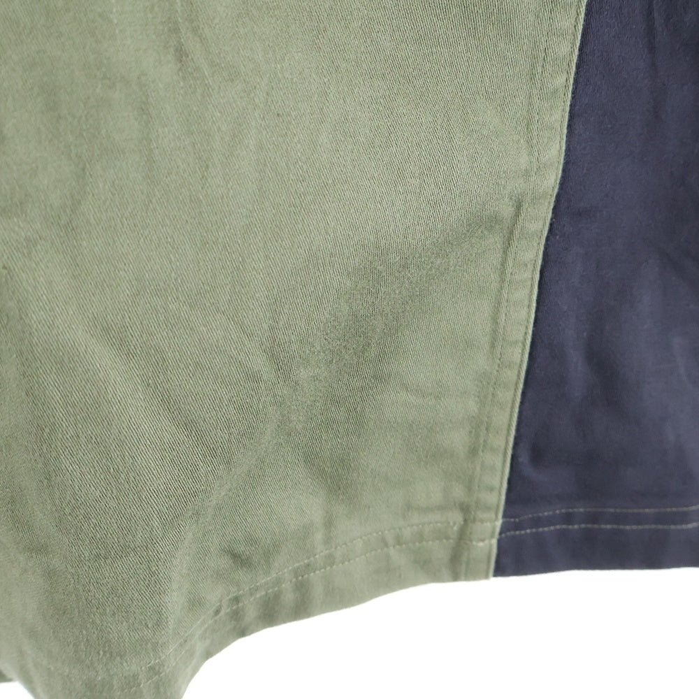 Children of the discordance(チルドレンオブザディスコーダンス) フロント刺繍 Vネック オーバーサイズコットン半袖Tシャツ カーキ