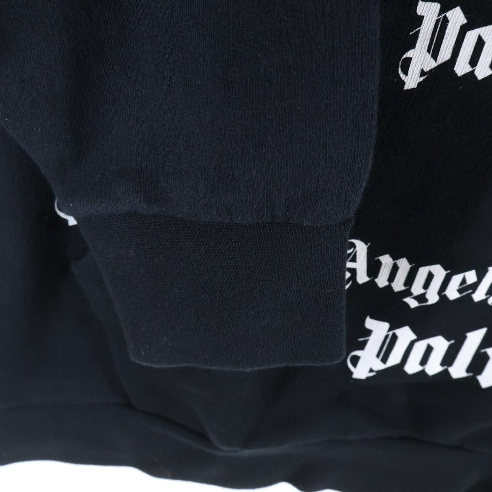 Palm Angels(パームエンジェルス) Full Logo Print ロゴ総柄 プルオーバーパーカー ブラック PMBB036F18441015
