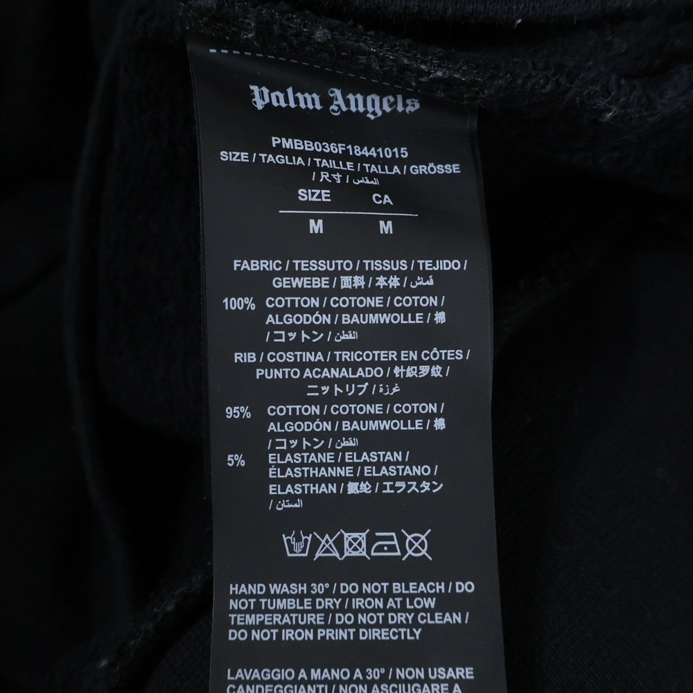 Palm Angels(パームエンジェルス) Full Logo Print ロゴ総柄 プルオーバーパーカー ブラック PMBB036F18441015