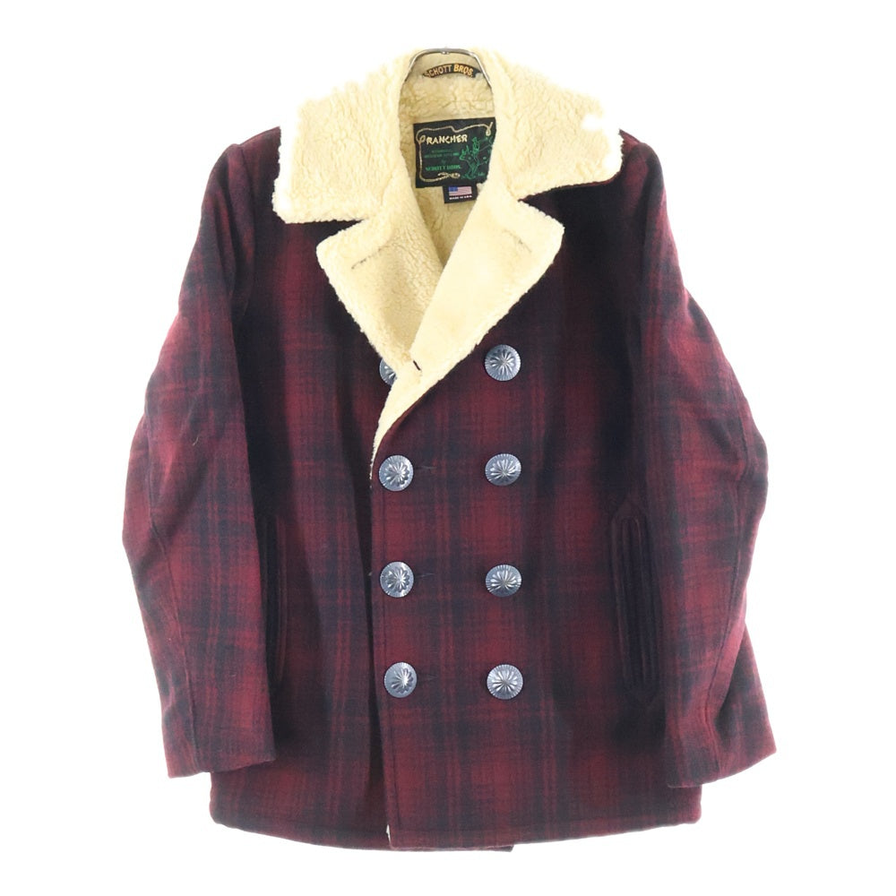 SCHOTT(ショット) チェック柄 ピーコート レッド 7476