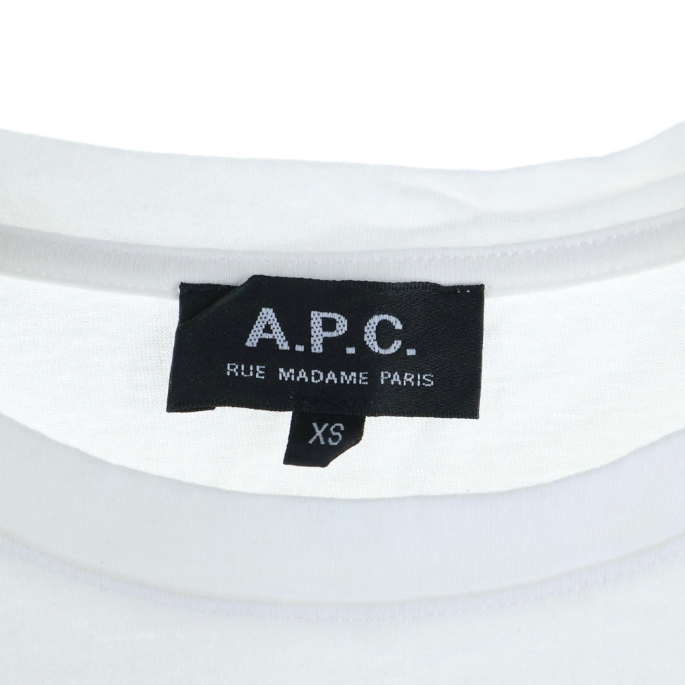 A.P.C(アーペーセー) フロント刺繍ロゴ クルーネック長袖Tシャツカットソー ホワイト 25082-1-93304