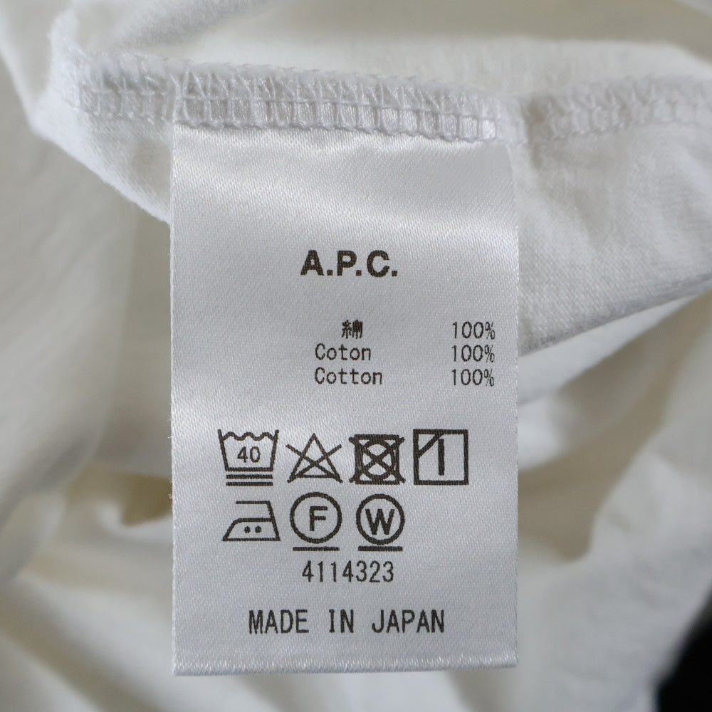 A.P.C(アーペーセー) フロント刺繍ロゴ クルーネック長袖Tシャツカットソー ホワイト 25082-1-93304