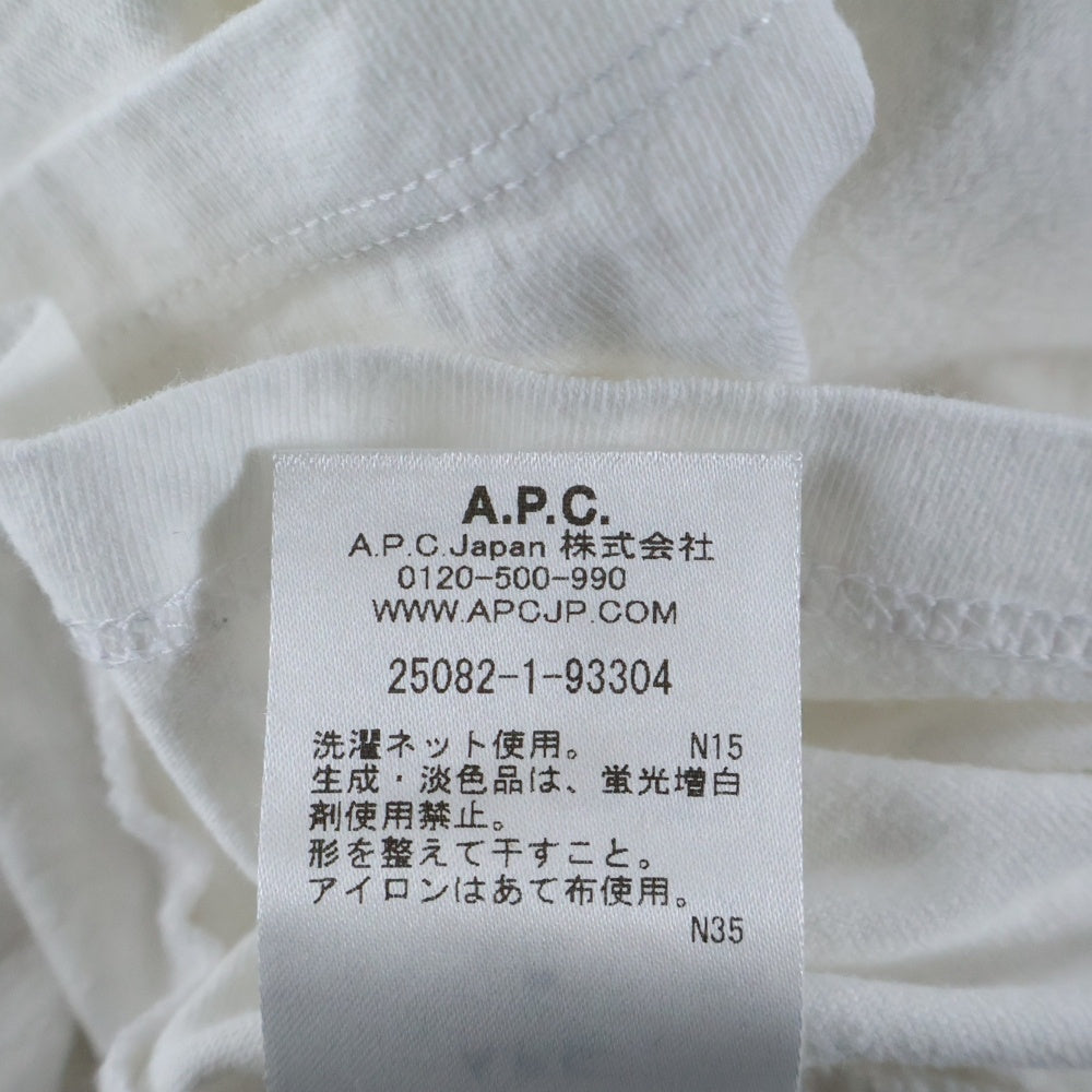 A.P.C(アーペーセー) フロント刺繍ロゴ クルーネック長袖Tシャツカットソー ホワイト 25082-1-93304