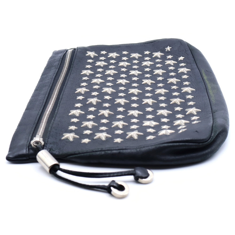 JIMMY CHOO(ジミーチュウ) スタースタッズ レザークラッチバッグ ブラック/シルバー