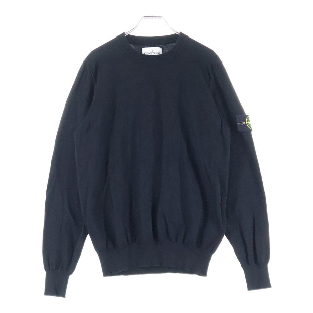 STONE ISLAND(ストーンアイランド) ショルダーロゴパッチ付き クルーネック長袖ニットシャツ ブラック K1S155100053 S00B2