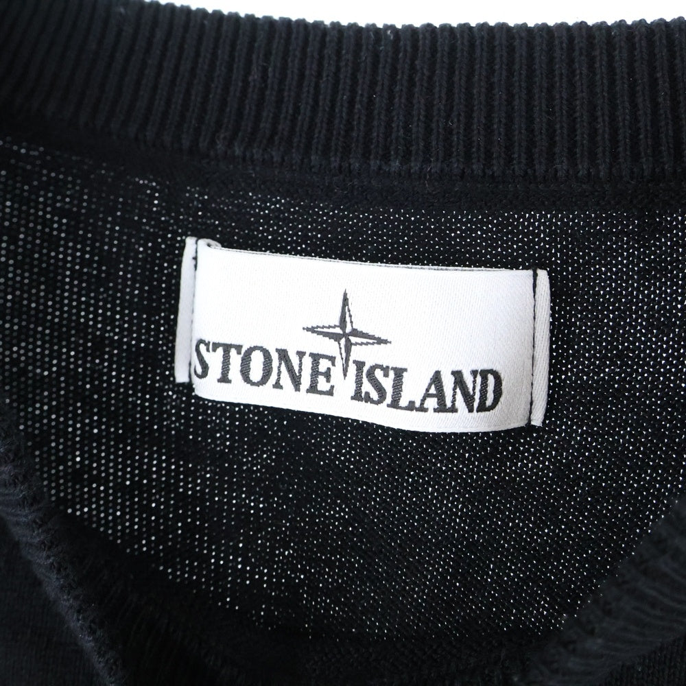STONE ISLAND(ストーンアイランド) ショルダーロゴパッチ付き クルーネック長袖ニットシャツ ブラック K1S155100053 S00B2