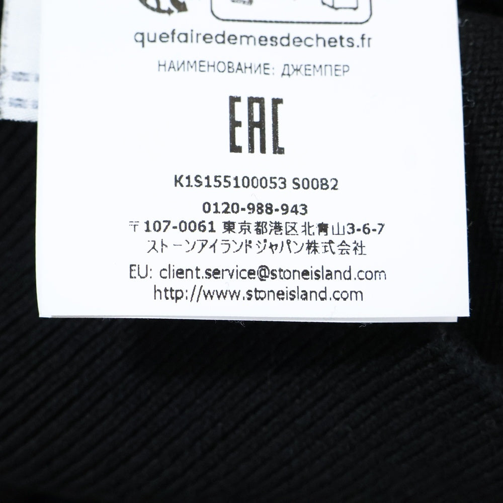 STONE ISLAND(ストーンアイランド) ショルダーロゴパッチ付き クルーネック長袖ニットシャツ ブラック K1S155100053 S00B2