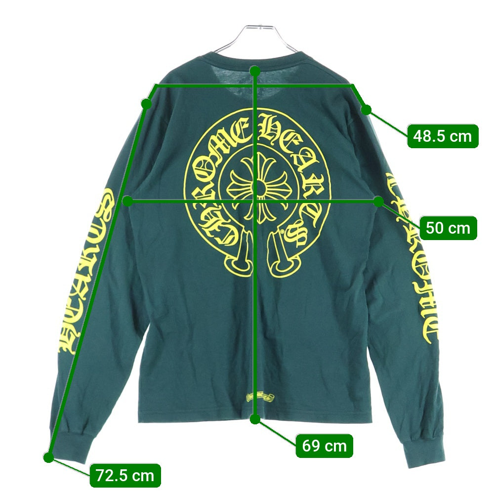 CHROME HEARTS(クロムハーツ) Back Scroll Logo LS Tee/バック ホース シュー プリント長袖Tシャツ グリーン