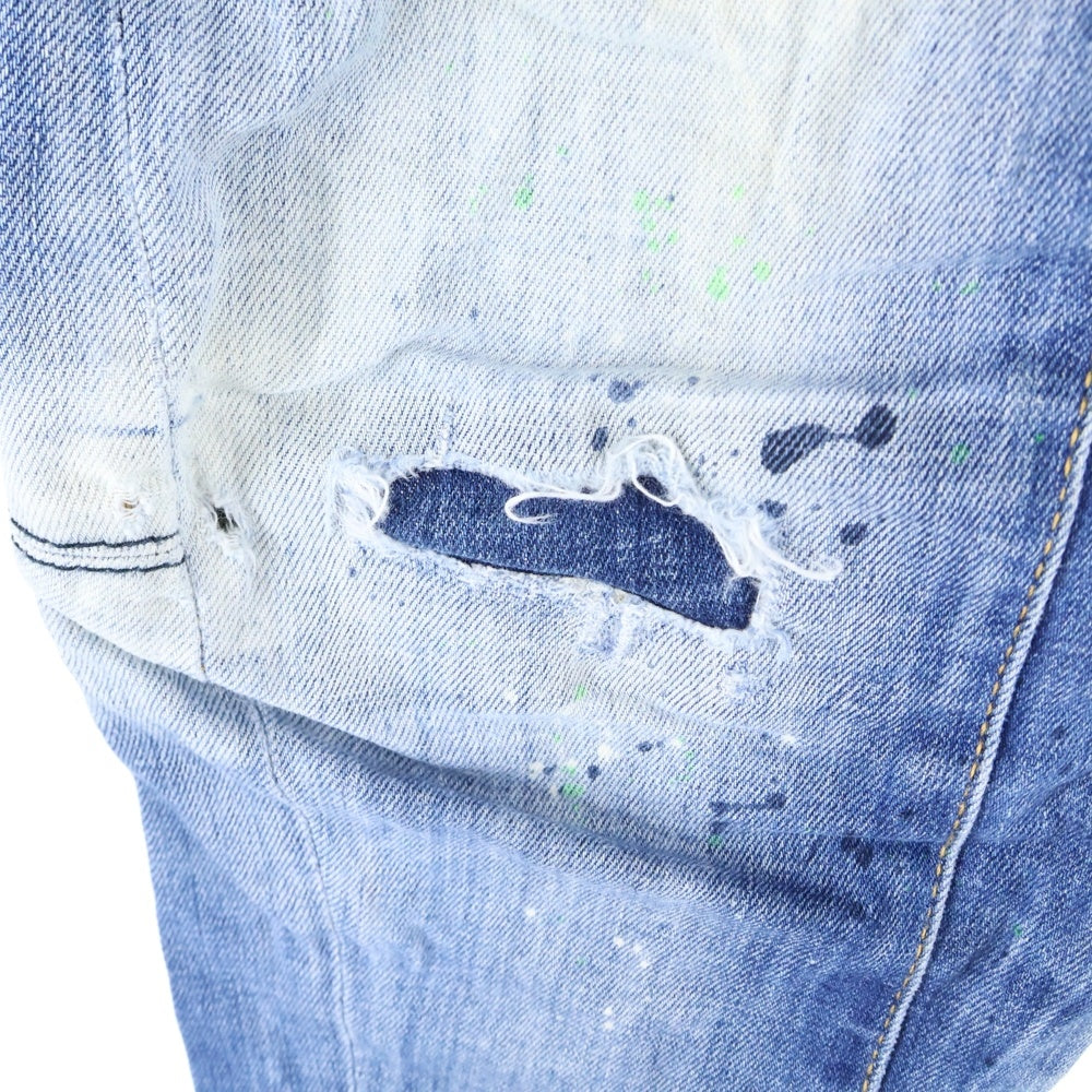 DSQUARED2(ディースクエアード) ACID MACULATO WASH TIDY BIKER JEAN アシッドウォッシュタイディ バイカー ダメージ加工スリムフィットデニムパンツ インディゴ S74LB0516