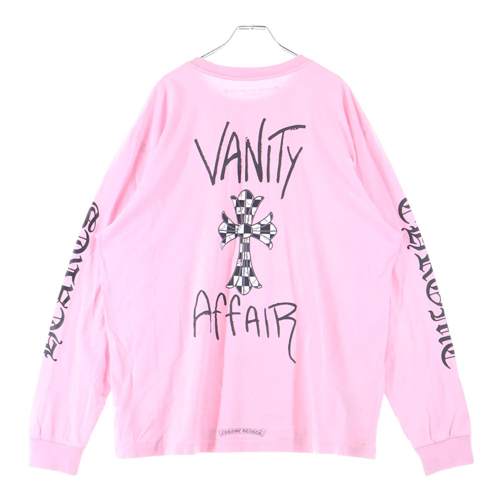 CHROME HEARTS(クロムハーツ) ×MATTY BOY Vanity Affair LS Tee ×マッティボーイ バニティーアフェア 胸ロゴプリントポケットクルーネック長袖Tシャツカットソー ピンク