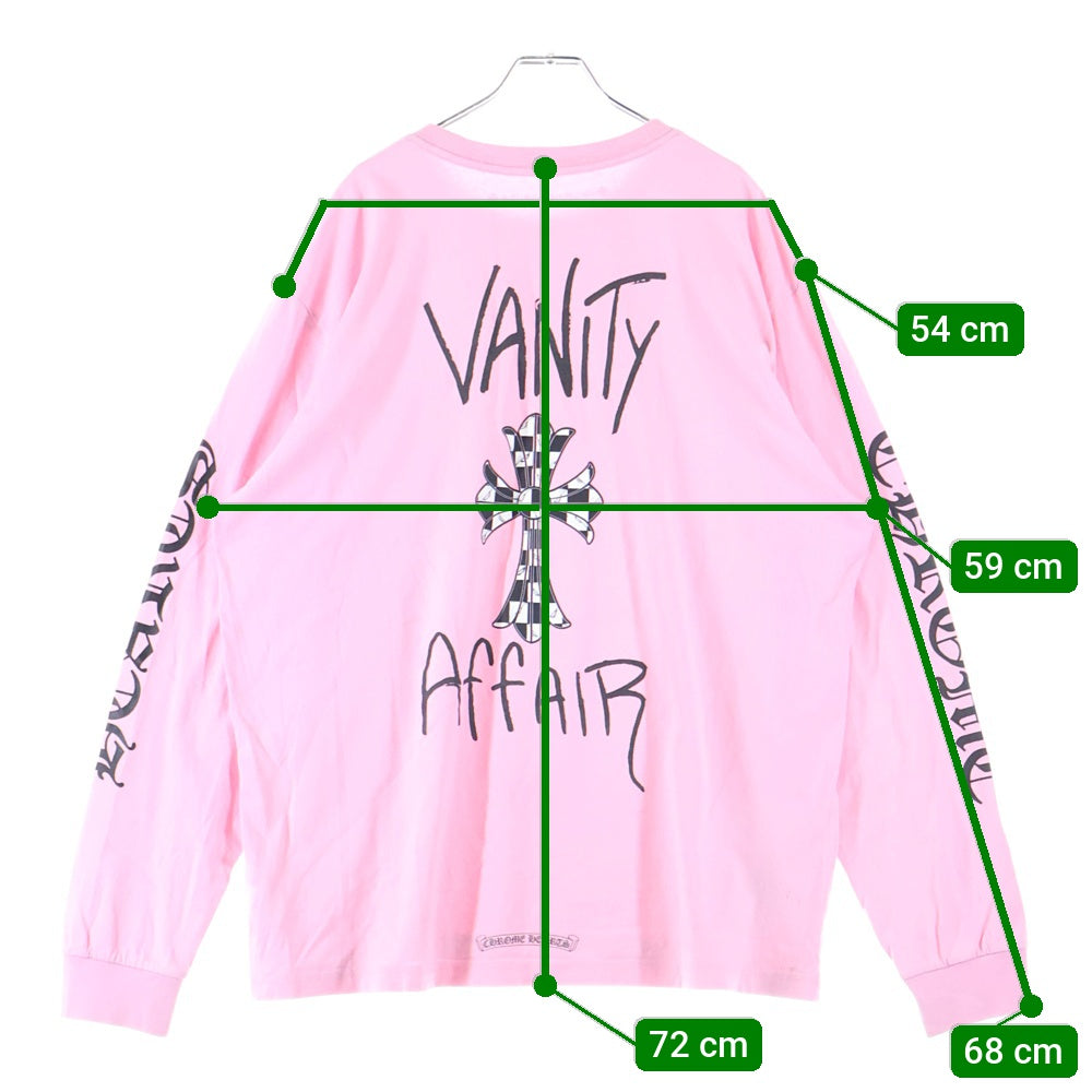 CHROME HEARTS(クロムハーツ) ×MATTY BOY Vanity Affair LS Tee ×マッティボーイ バニティーアフェア 胸ロゴプリントポケットクルーネック長袖Tシャツカットソー ピンク