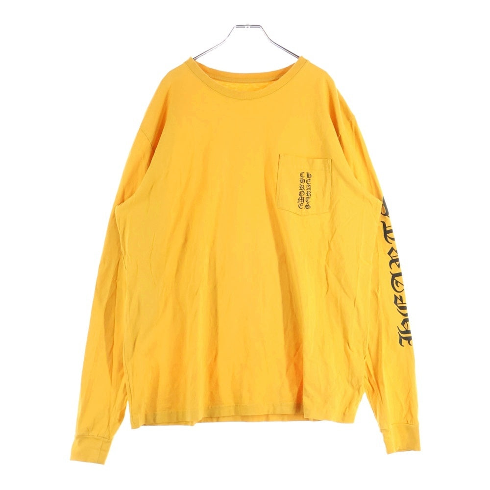 CHROME HEARTS(クロムハーツ) Vertical Logo LS Tee ヴァーティカルロゴプリント クルーネック長袖Tシャツカットソー イエロー