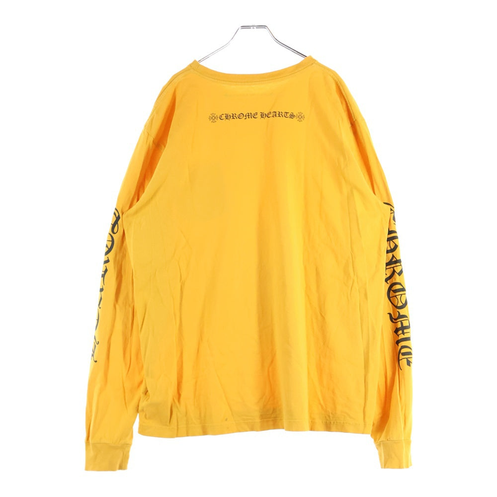 CHROME HEARTS(クロムハーツ) Vertical Logo LS Tee ヴァーティカルロゴプリント クルーネック長袖Tシャツカットソー イエロー