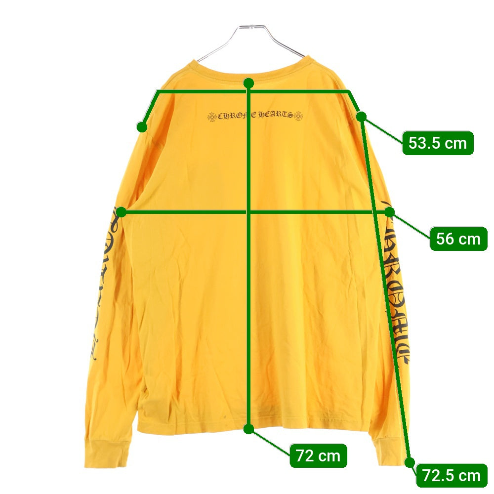 CHROME HEARTS(クロムハーツ) Vertical Logo LS Tee ヴァーティカルロゴプリント クルーネック長袖Tシャツカットソー イエロー