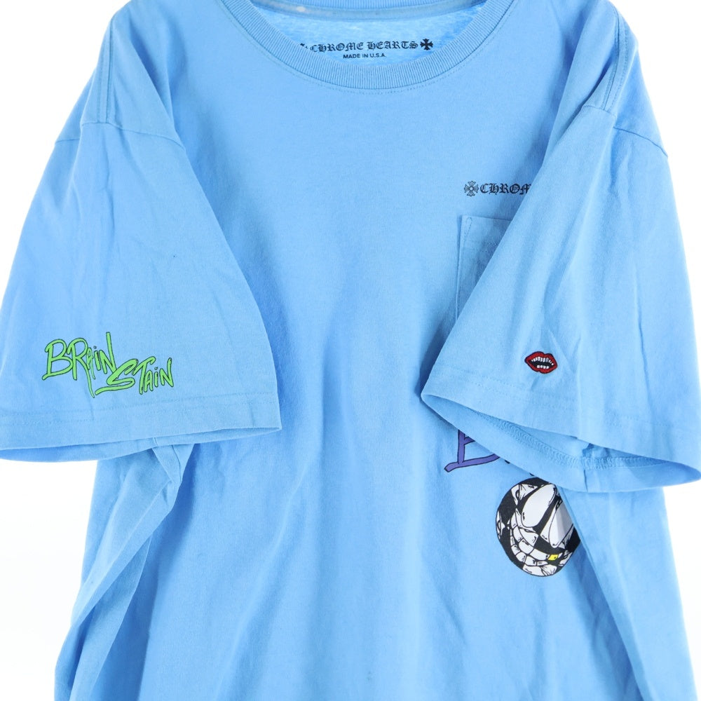 CHROME HEARTS(クロムハーツ) ×MATTY BOY BrainNew Tee ×マッティボーイ ブレインニュー 胸ロゴプリントポケットクルーネック半袖Tシャツカットソー ブルー