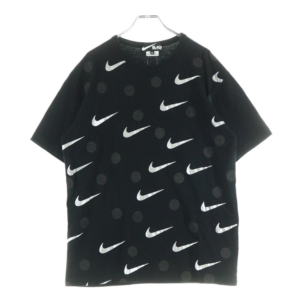 BLACK COMME des GARCONS(ブラックコムデギャルソン) ×NIKE スウッシュロゴドットプリント クルーネック半袖Tシャツカットソー ブラック 1O-T102