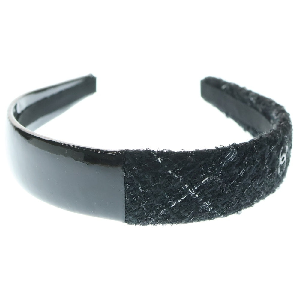 CHANEL(シャネル) ココマーク パテントツイード切替カチューシャ ブラック レディース