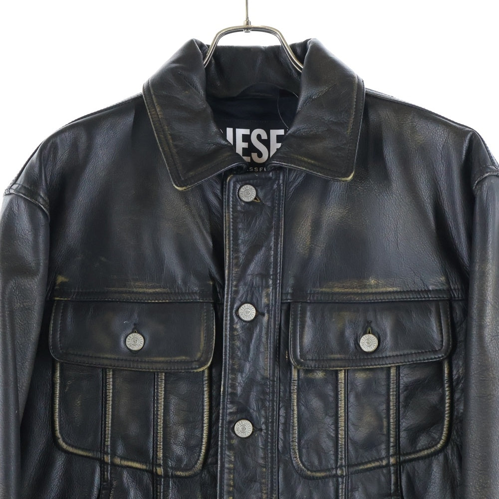 DIESEL(ディーゼル) L-RILEY ショート丈4レザージャケット ブラック A03941