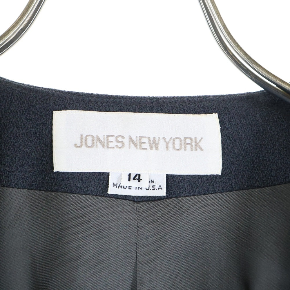 VINTAGE(ヴィンテージ) 90s JONES NEW YORK made in usa ノーカラーウールテーラードジャケット グレー