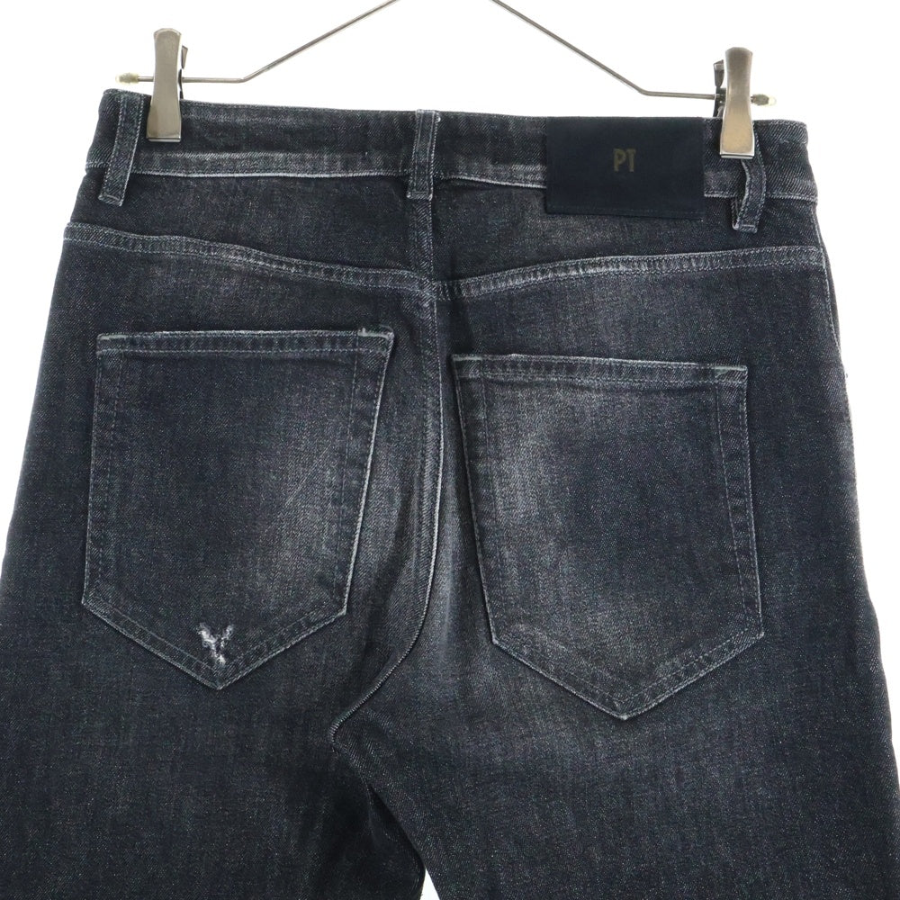 PT TORINO(ピーティートリノ) DENIM REGGAE PTD ダメージ加工テーパードブラックデニムパンツ ブラック C5TP05B0 OA3630