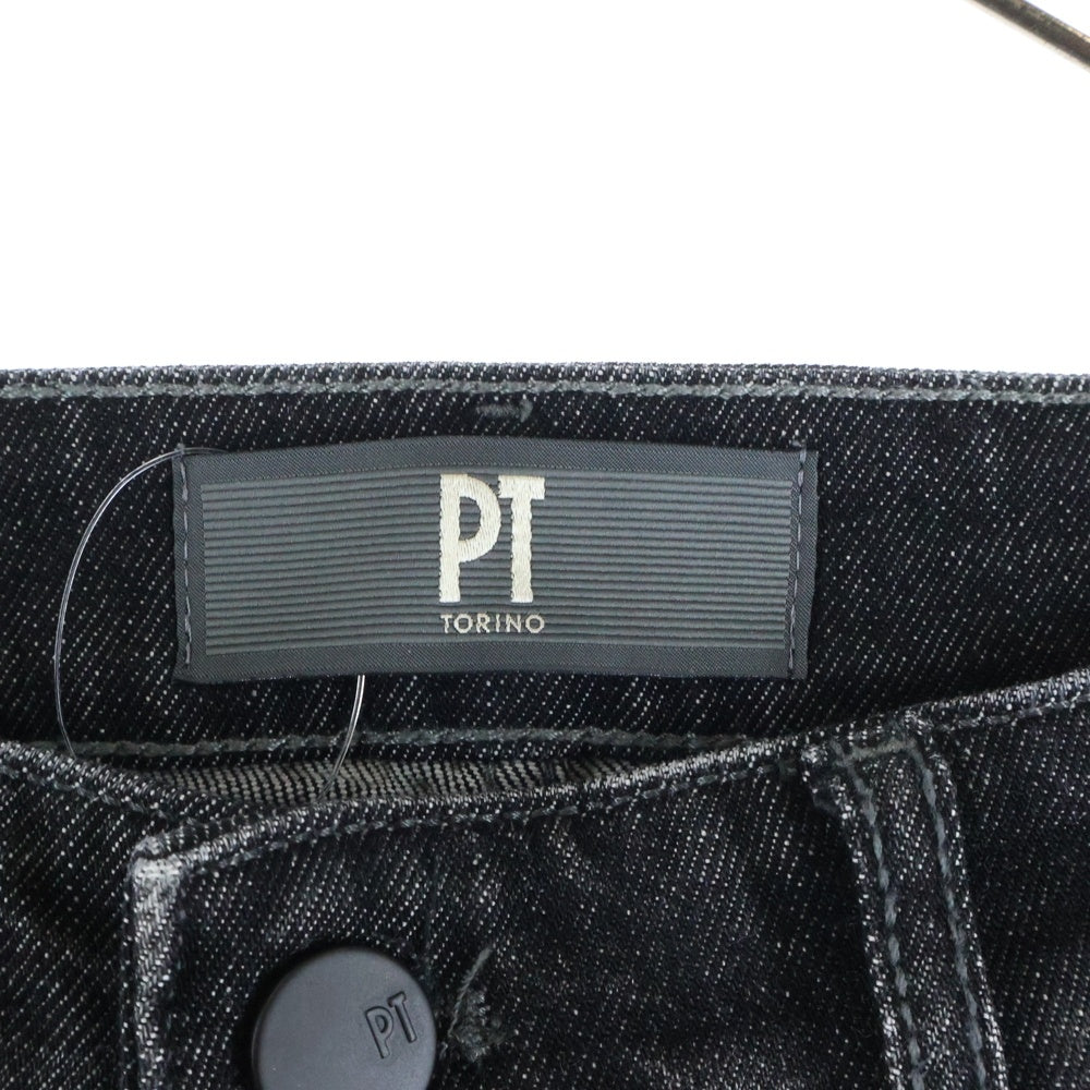 PT TORINO(ピーティートリノ) DENIM REGGAE PTD ダメージ加工テーパードブラックデニムパンツ ブラック C5TP05B0 OA3630