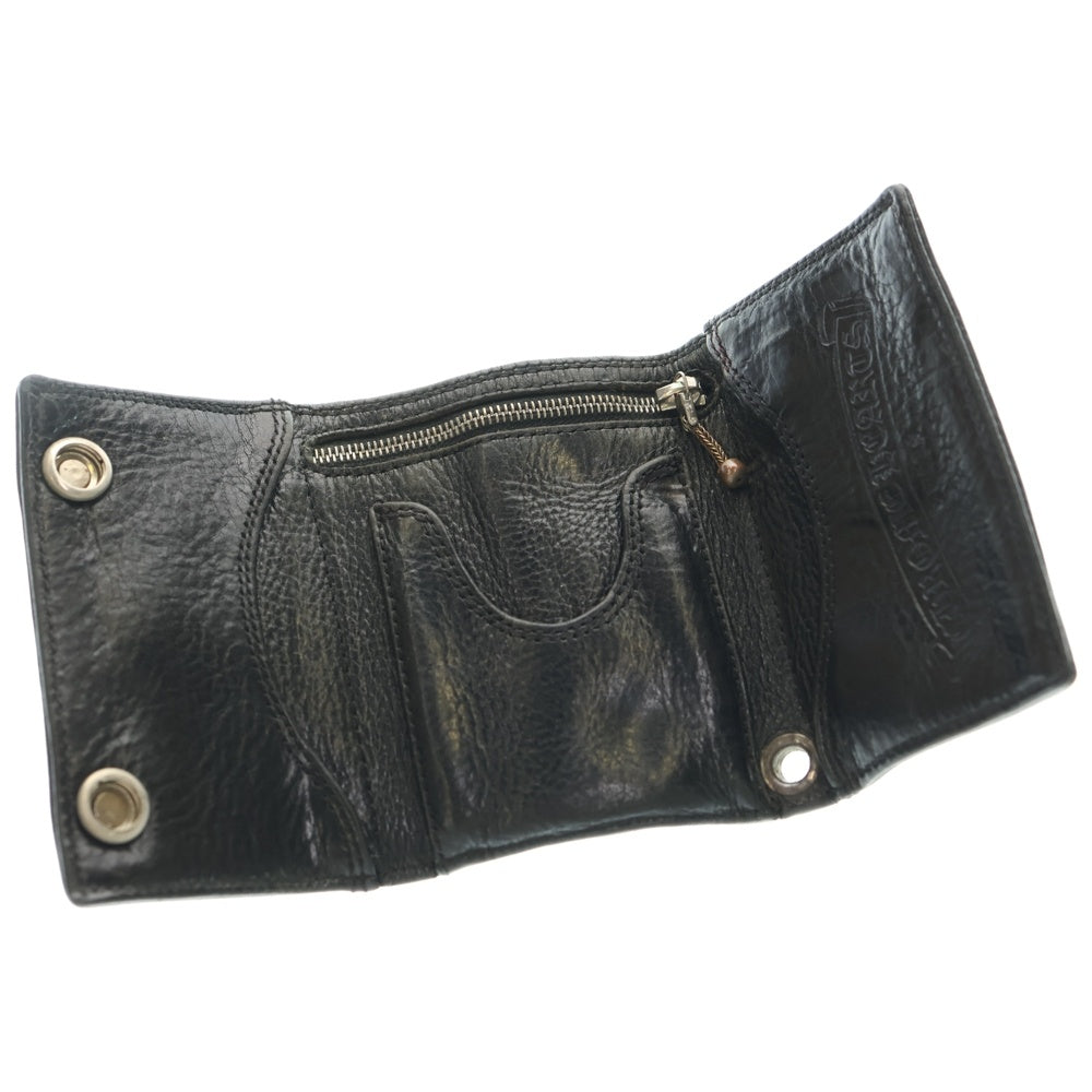 CHROME HEARTS(クロムハーツ) 3FOLD 3フォールド クロスパッチ付きクロスボールボタン レザーウォレット 財布 ブラック BCA364