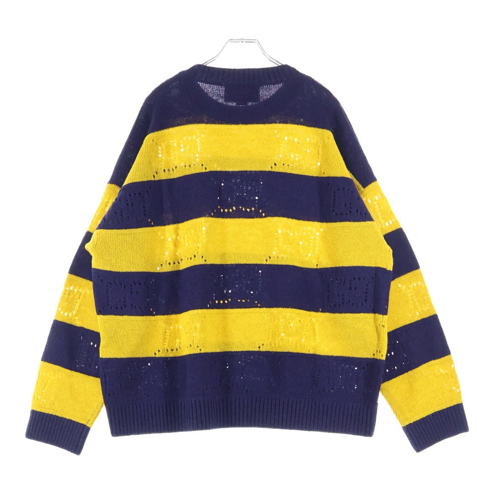 GUCCI(グッチ) GG柄 ボーダー ウール ニットセーター イエロー/ネイビー 751021 XKDFT