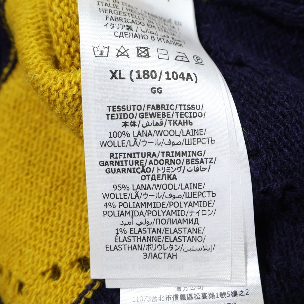 GUCCI(グッチ) GG柄 ボーダー ウール ニットセーター イエロー/ネイビー 751021 XKDFT