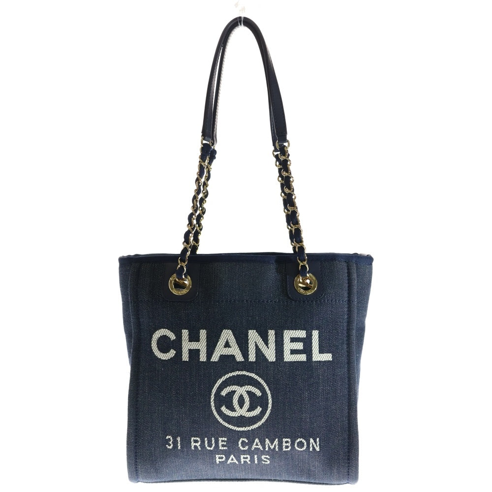 CHANEL(シャネル) ドーヴィル PM デニムハンドトートバッグ インディゴ A66939