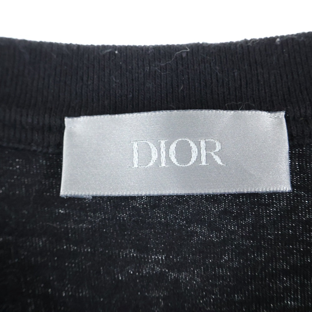 DIOR(ディオール) ×ERL ラメ入りロゴ刺繍 クルーネック半袖Tシャツカットソー ブラック 313J647A0817