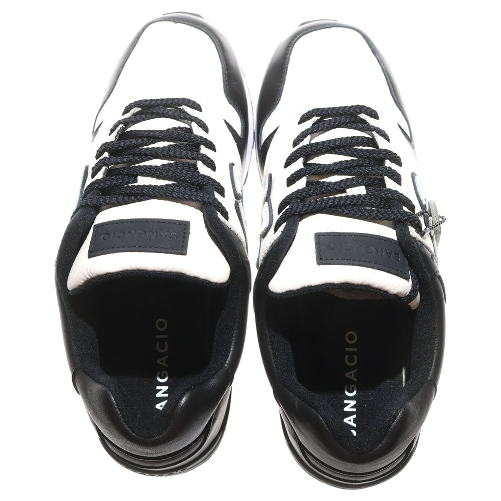 Sangacio(サンガッチョ) にゅ ロゴ入りレザーローカットスニーカー ホワイト/ブラック US9/27cm