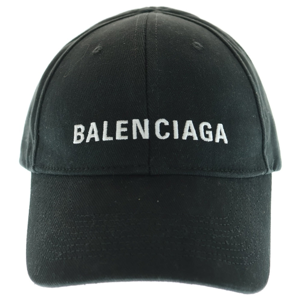 BALENCIAGA(バレンシアガ) フロントロゴ刺繍 コットンベースボールキャップ ブラック 782787