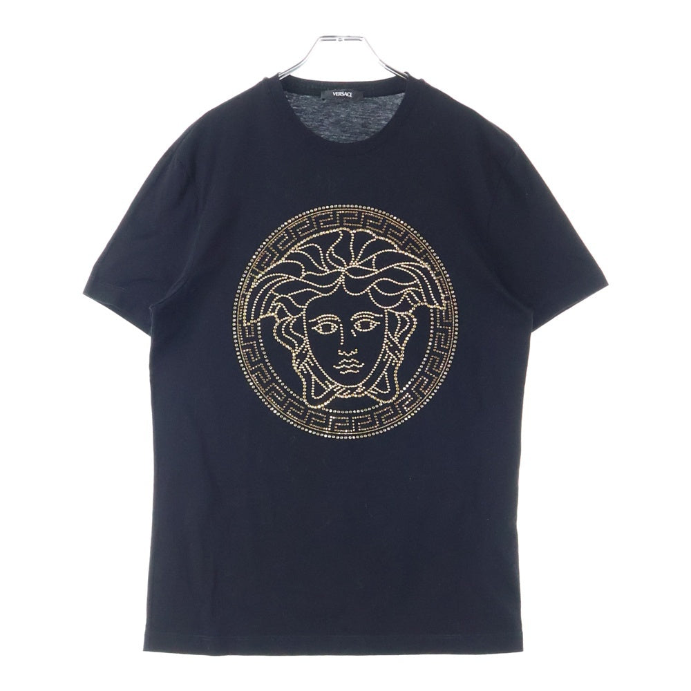 VERSACE(ヴェルサーチ) クリスタル メドゥーサ クルーネック半袖Tシャツカットソー ブラック 1013944 1A08491