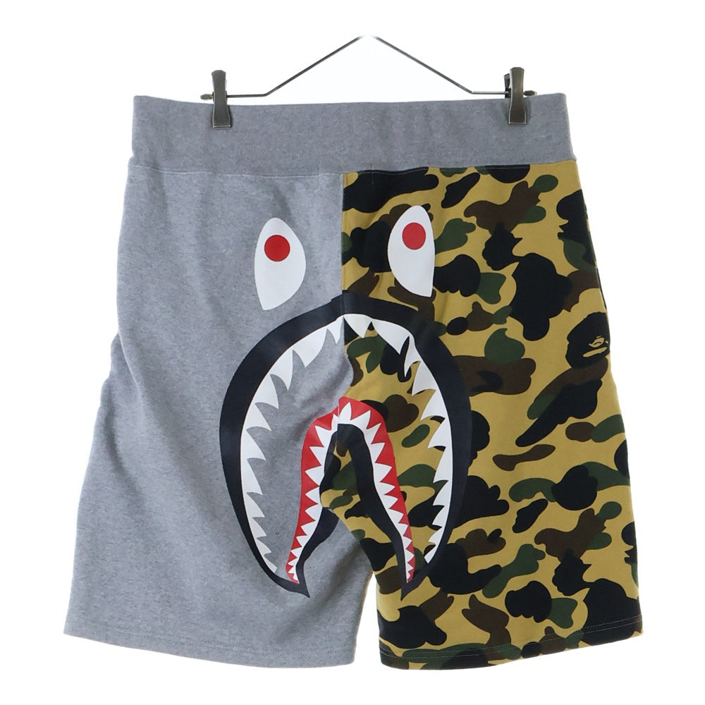 A BATHING APE(アベイシングエイプ) 1ST CAMO BACK SHARK SWEAT SHORTS 1STカモ バックシャーク スウェットハーフパンツ グレー/カモ