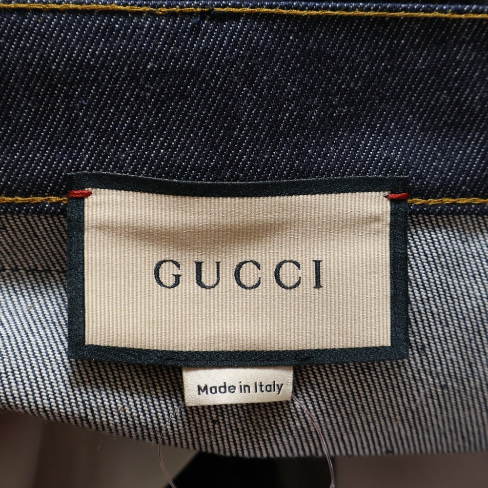 GUCCI(グッチ) GGパターン 折り返し付き ジップフライ ストレートデニムパンツ インディゴ 700949 XDB1Z
