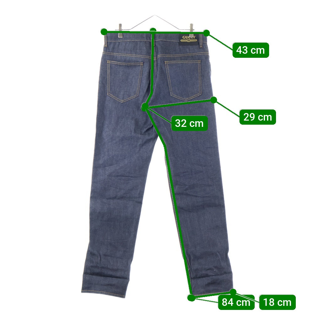 GUCCI(グッチ) GGパターン 折り返し付き ジップフライ ストレートデニムパンツ インディゴ 700949 XDB1Z